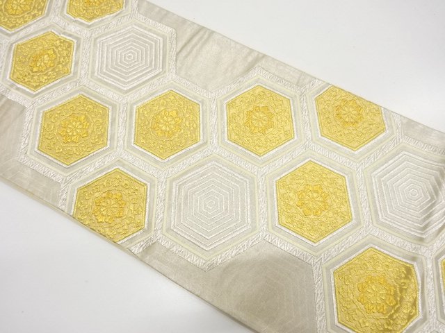 JAPANESE KIMONO / ANTIQUE TORTOISESHELL / FLORAL PATTERN WOVEN FUKURO